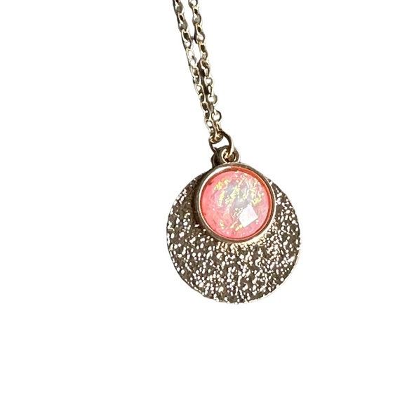 Gold and Peach Pendant Gold Necklace - Picture 6 of 6